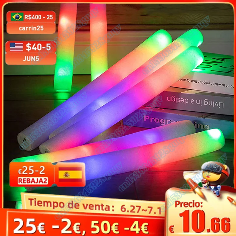 Barras luminosas Led para fiesta barra luminosa de espuma Rgb fluorescente  para Bar boda cumpleaños Festival accesorios palos luminosos fiesta barras  luminosas fluorescentes vengalas boda chispas palos led de espuma -  AliExpress