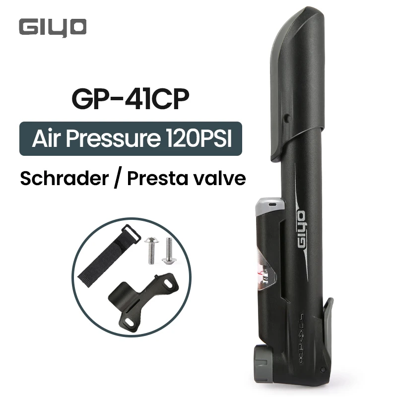 Giyo Bicycle Air Pump Cycling 120psi Portable Mini Tire Hand Pump With