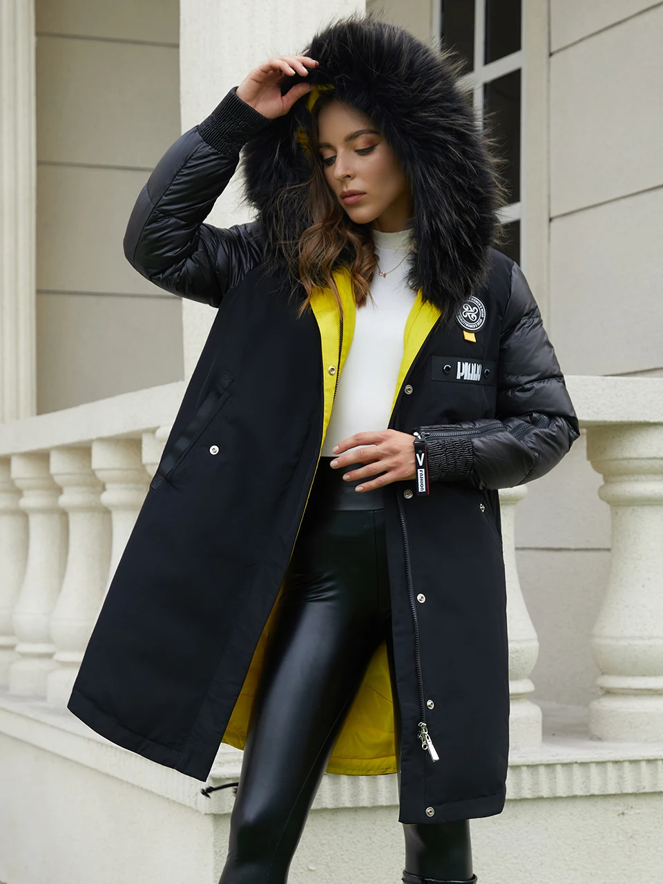 Astrid 2022 Winter new arrival women down jacket with a fur collar fashion style with a hood long winter coat women AR-3022