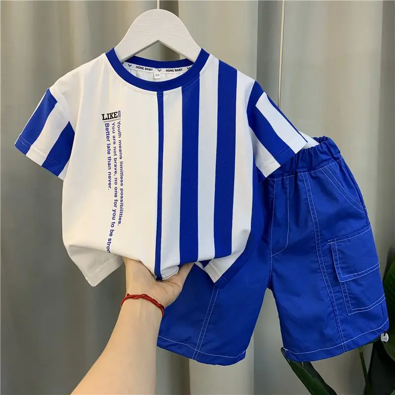 

Children's Summer Set New Boys Cotton Short Sleeve T-shirt Shorts Two Piece Set Boys and Baby Outfits