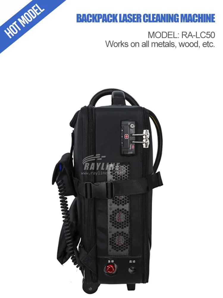 50w 100w 200w Portable Backpack Pulsed Laser Cleaning Machine For Metal Wood Oil Paint Rust Removal 2 Years Warranty