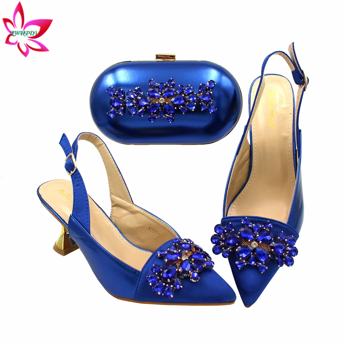 

Новейшая африканская Женская лампа ярко-синего цвета, новый дизайн, итальянские женские туфли на высоком каблуке для вечевечерние в саду