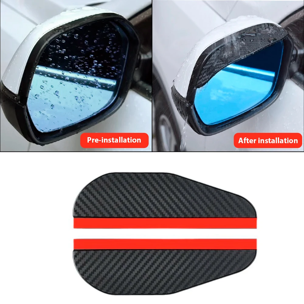 2PCS Car Rearview Mirror Rain Eyebrow Carbon Fiber Universal Car Rain Shield Reversing Mirror Cover Accessorie