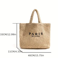 Casual Large Capacity Straw Tote Bag Designer Letters Women Handbags Handmade Woven Summer Beach Bag Big Shopper Purses 2024 - Image 6