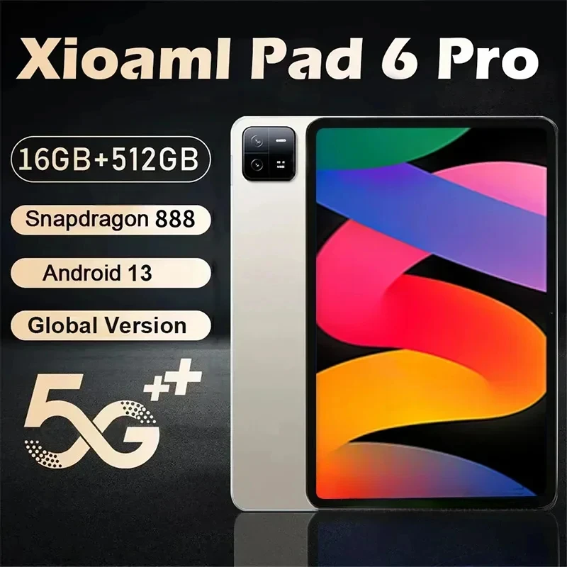 

2023 Tablet Android 13.0 Original Global Version Pad 6 Pro 16GB+512GB Snapdragon 888 Tablet PC 5G Dual SIM Card or WIFI HD 4K Mi