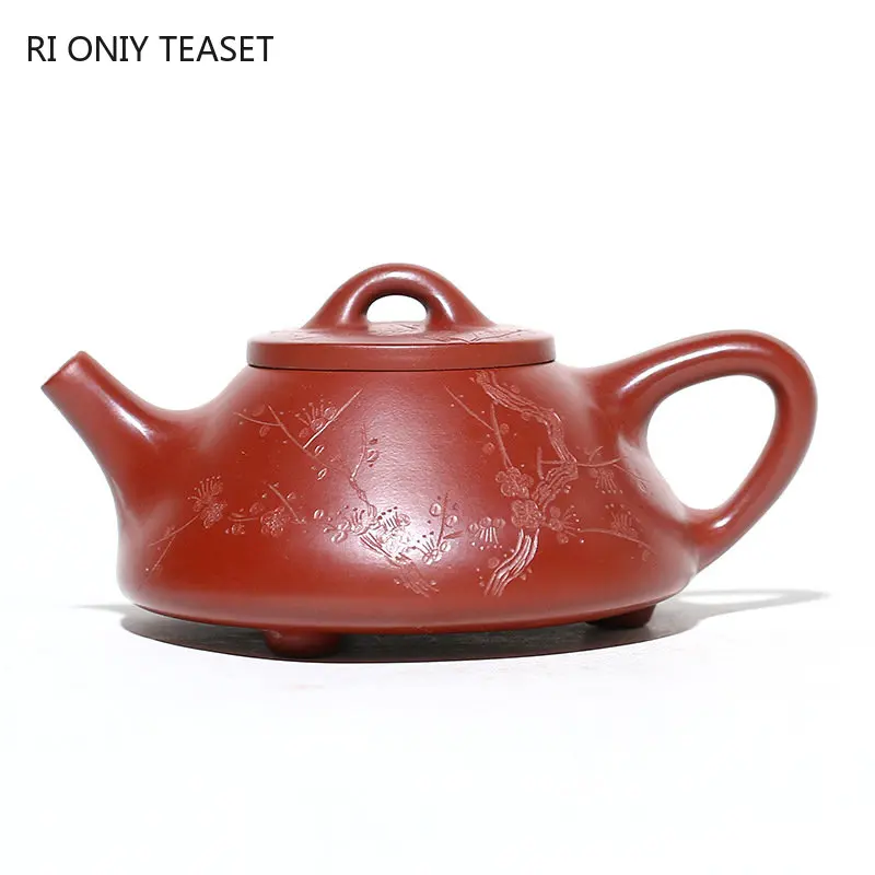 

190ml Hand-painted Plum Blossom Stone Scoop Pot Chinese Yixing Purple Clay Teapot Raw Ore Dahongpao Beauty Tea Pot Zisha Tea Set