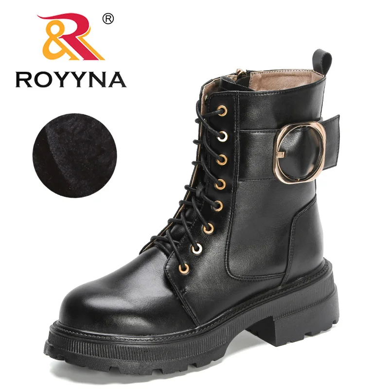 

ROYYNA 2022 New Designers Winter Casual Warm Plushl Ankle Boots Women Platforms Shoes Ladies Fashion Motorcycle Boots Feminimo