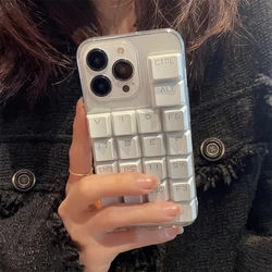 Whimsical 3D Keyboard Design Clear Phone Case - Cute Gift Soft Cover - iPhone 14 (Clear)
