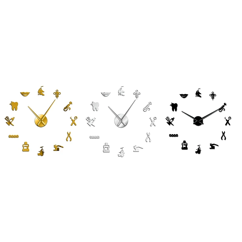 Dentist DIY Giant Wall Clock Oversized Wall Clock Big Needle Mirror Dentist Office Decor Gift