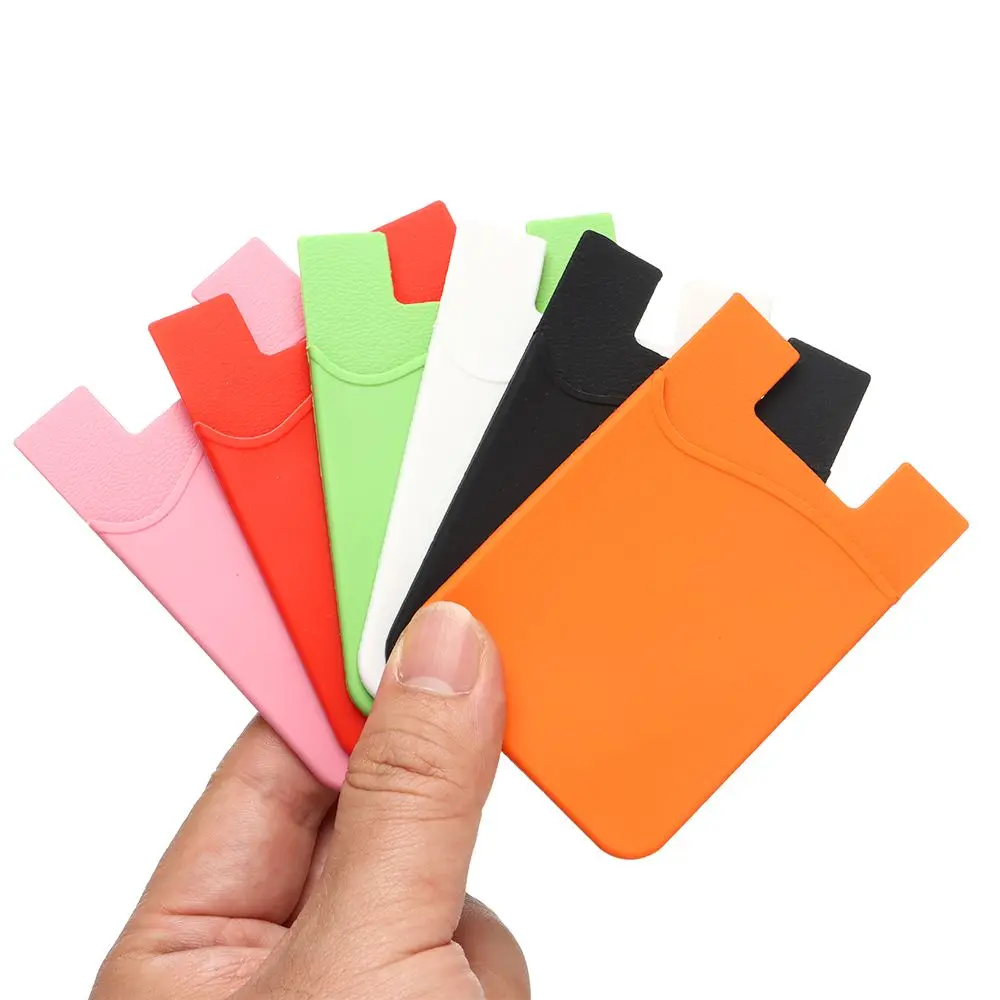 New Design Self-Adhesive Credit Card Holder Women Men Fashion Cell Phone Back Pocket Slim ID Card Case Sticker Wallet 3