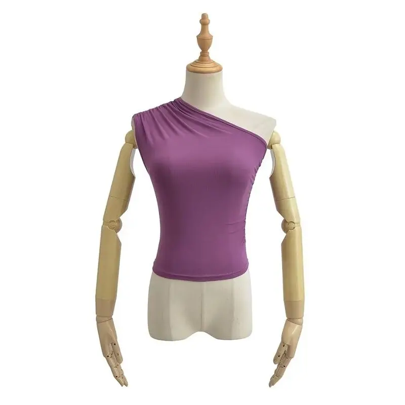 Sexy Irregular One Shoulder Tank Top Slim Folds Solid basic Y2K Hip Hop Streetwear Top Casual Hotsweet Summer Trend Women's Top