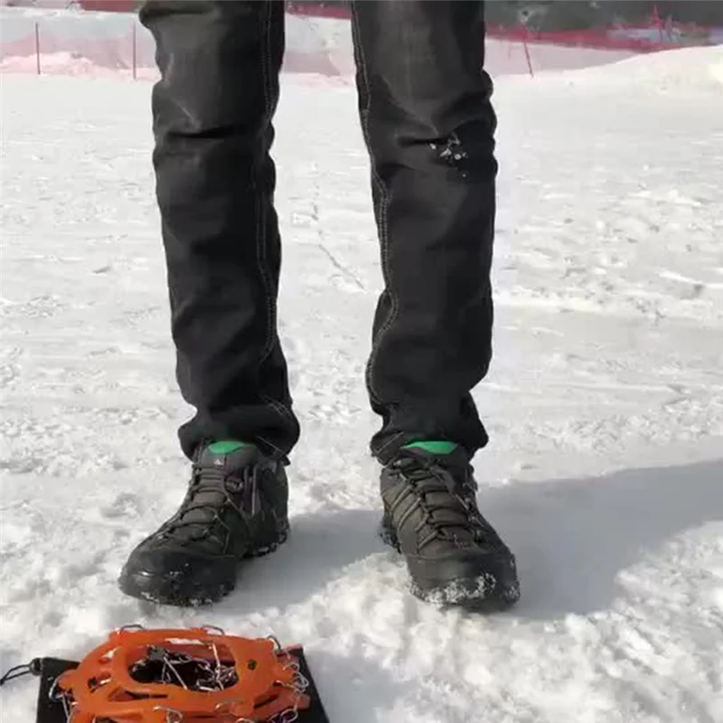 ELOS-Crampons Stainless Steel Anti-Skid Ski Claws Mud Ice And Snow Anti-Skid Shoe Covers Mountaineering Shoe Chains