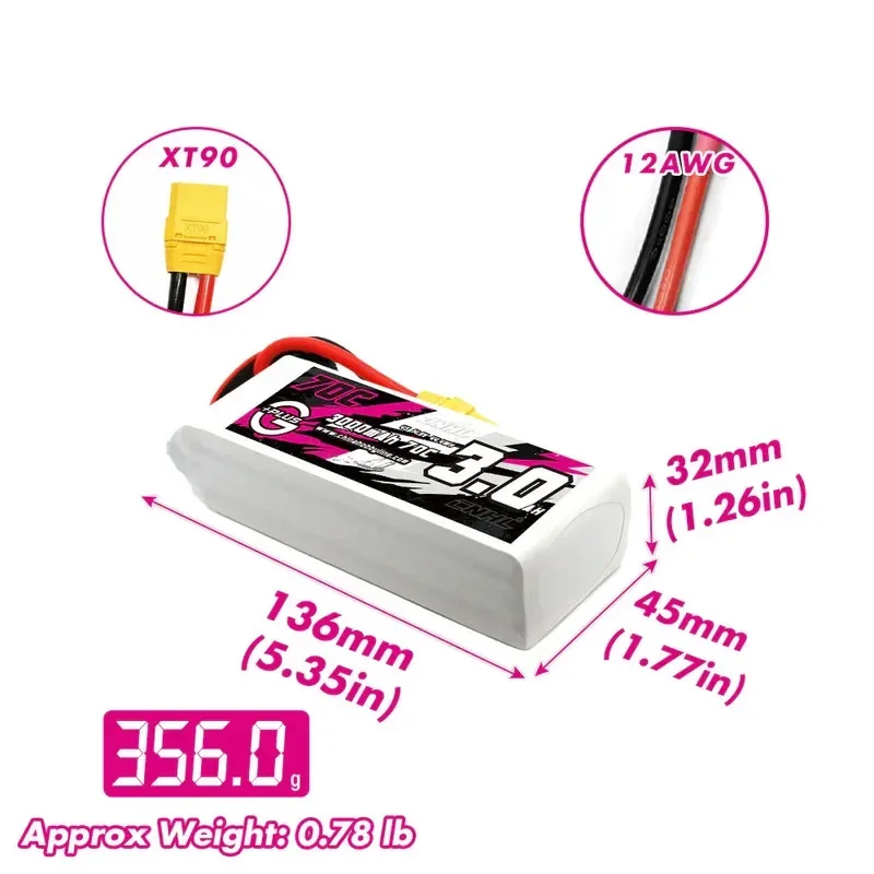 Batterie Lipo CNHL 4000mAh 70C 3S/4S XT90 pour RC