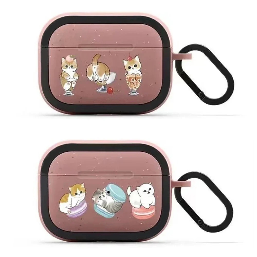 

Cute Dessert Cat Frosted Case for AirPods Gen 3 AirPods Pro Pro2 Earbuds Case Cover with Hook