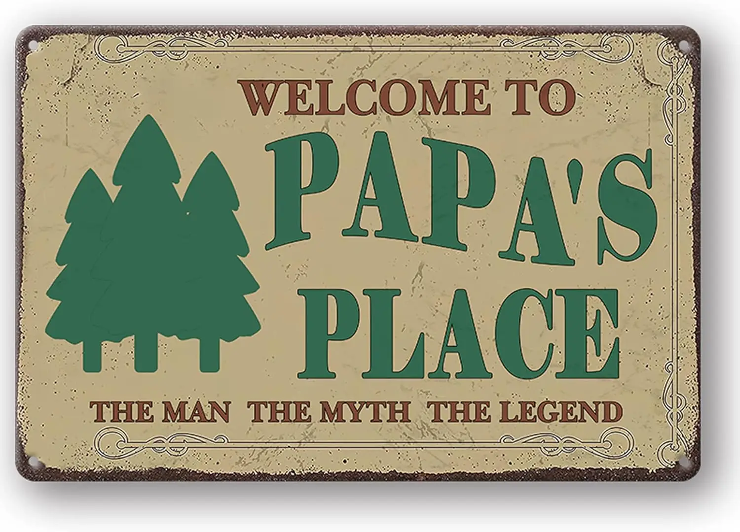 

Retro Vintage Metal Sign for Home Man Cave Garage Wall Decorations Welcome to papa's place Printing Plaque Birthday Gift