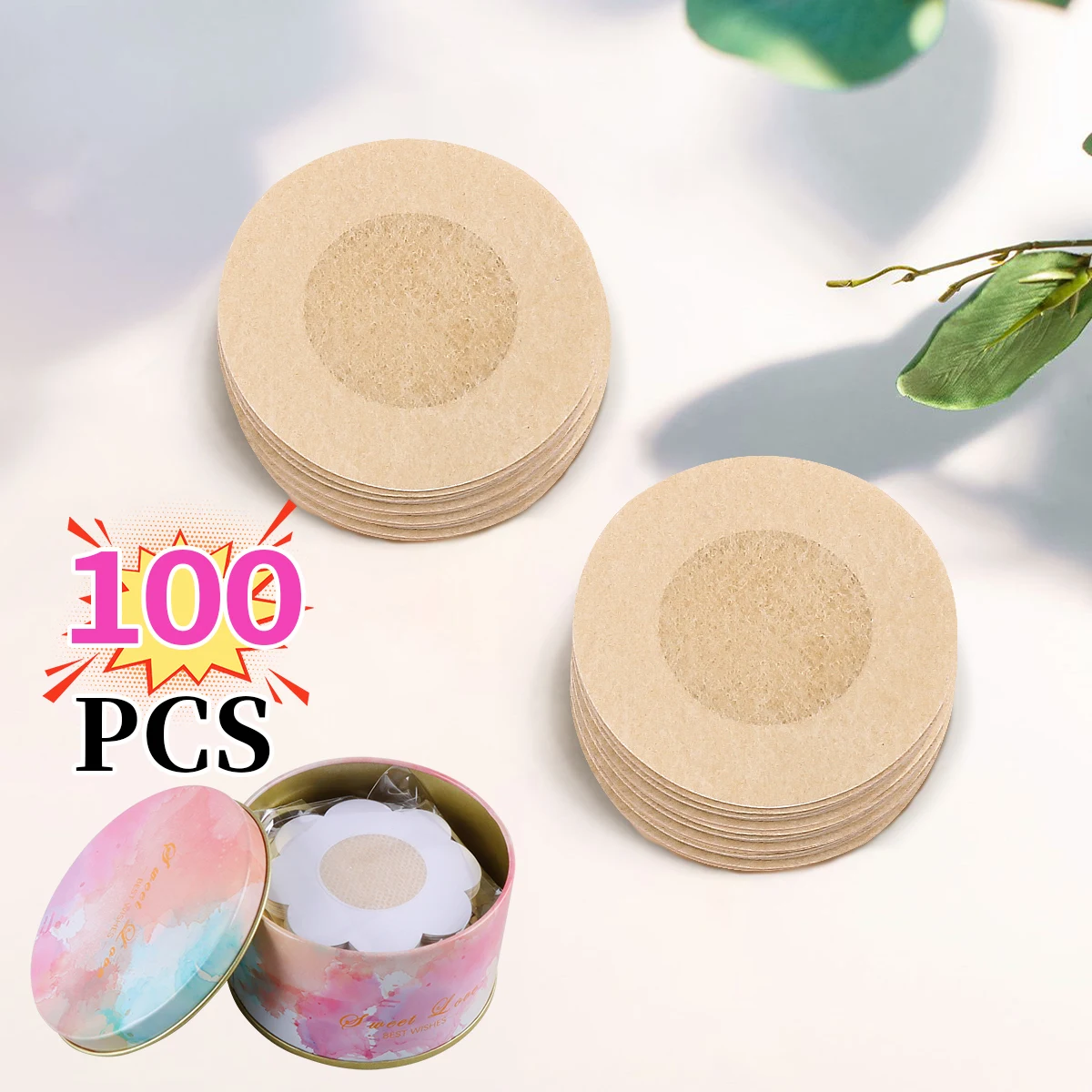 Disposable Breast Patch 100 Piece Travel Box Seamless Breathable Self-adhesive Comfort Invisible Coverage