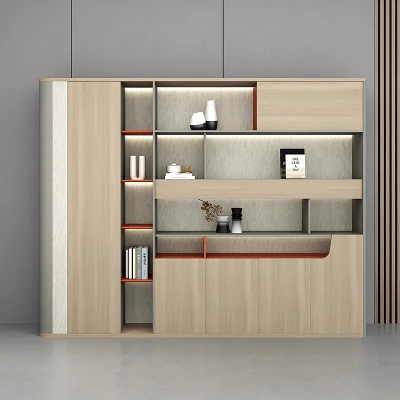 

Office background cabinet boss desk file cabinet storage study Display Cabinet high-end entry Lux wall cabinet