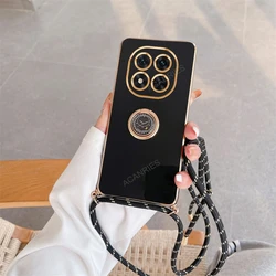 Custodia per telefono lussuosa con anello portachiavi incrociato - Retro elegante