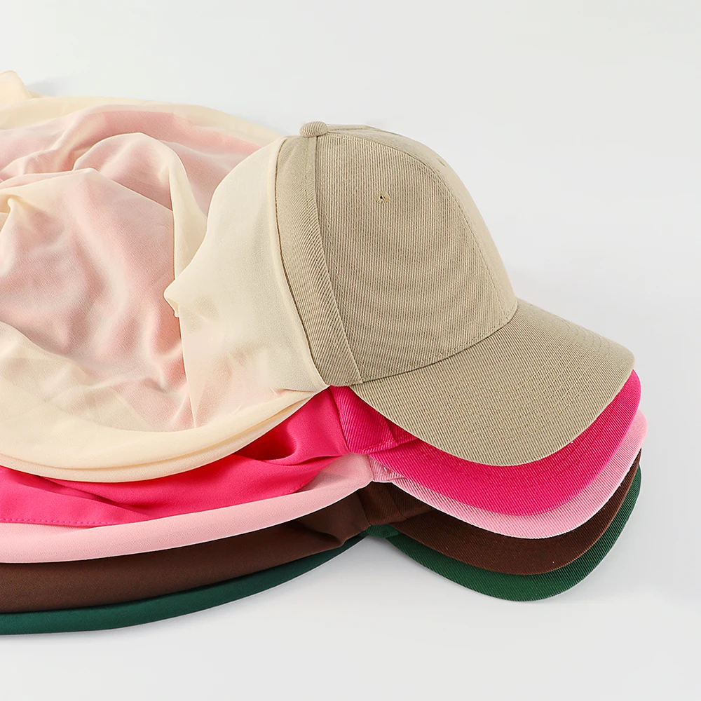 Turkish Hijab Chiffon Hijab With Baseball Cap Muslim Chiffon Instant Shawls Bonnet Cap Underscarf Headscarf printed scarf knitted scarves cashmere scarf neck gaiter scarf knitted scarf silk scarf tactical scarf square scarf neck warmer scarf gradient scarf cotton head wrap