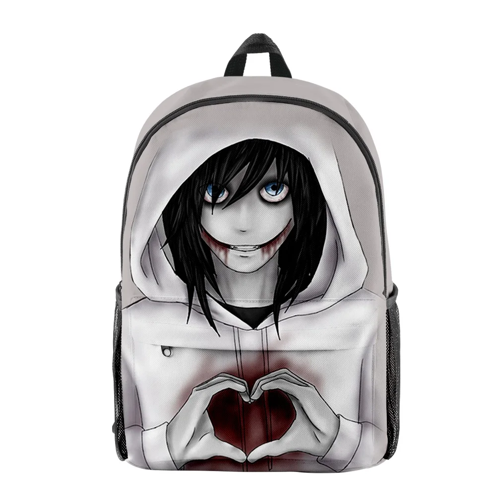 

Рюкзак Jeff The Killer 2023, школьная сумка для студентов, унисекс, рюкзак на молнии, сумка для путешествий, повседневный стиль, сумка в стиле Харадзюку