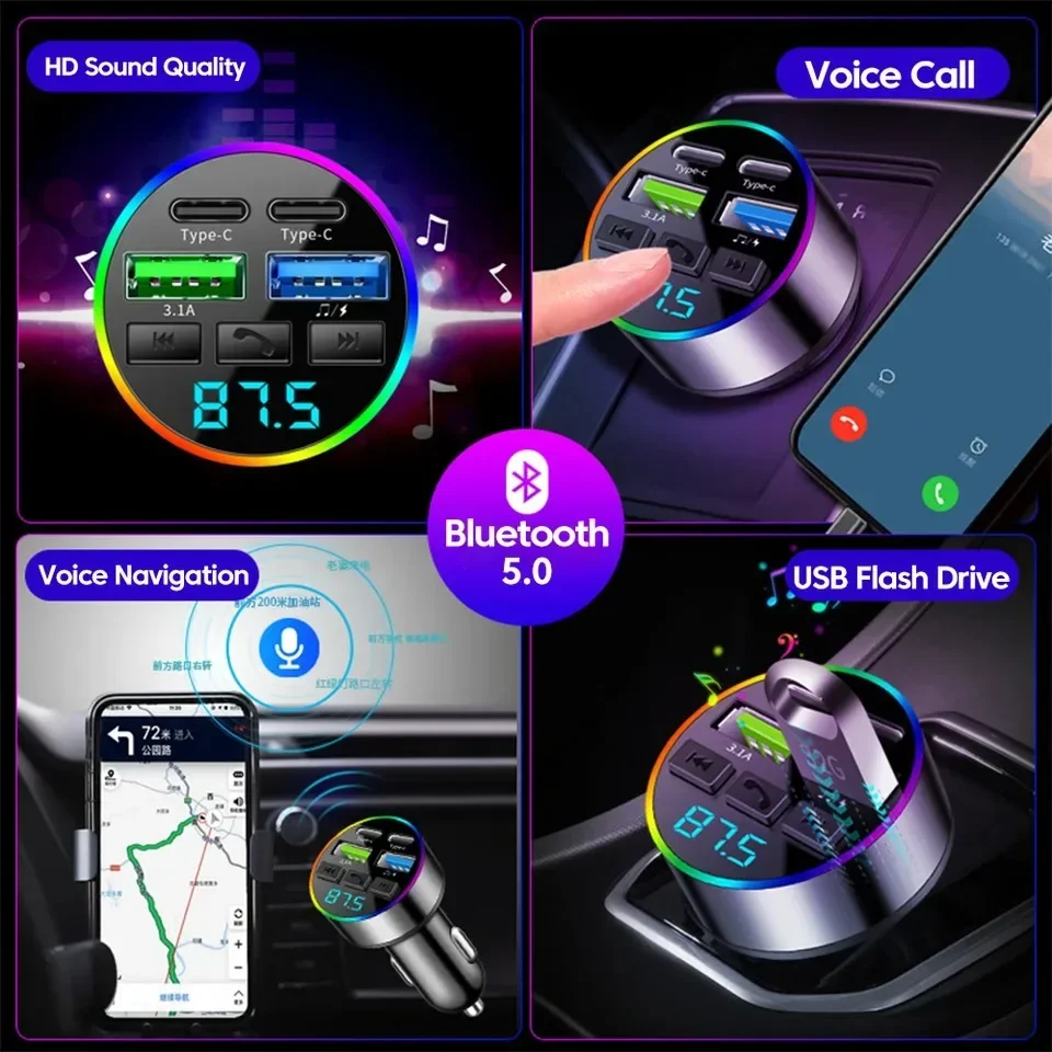 รูปสินค้า เครื่องส่งสัญญาณ FM บลูทูธ 5.0 สำหรับรถยนต์