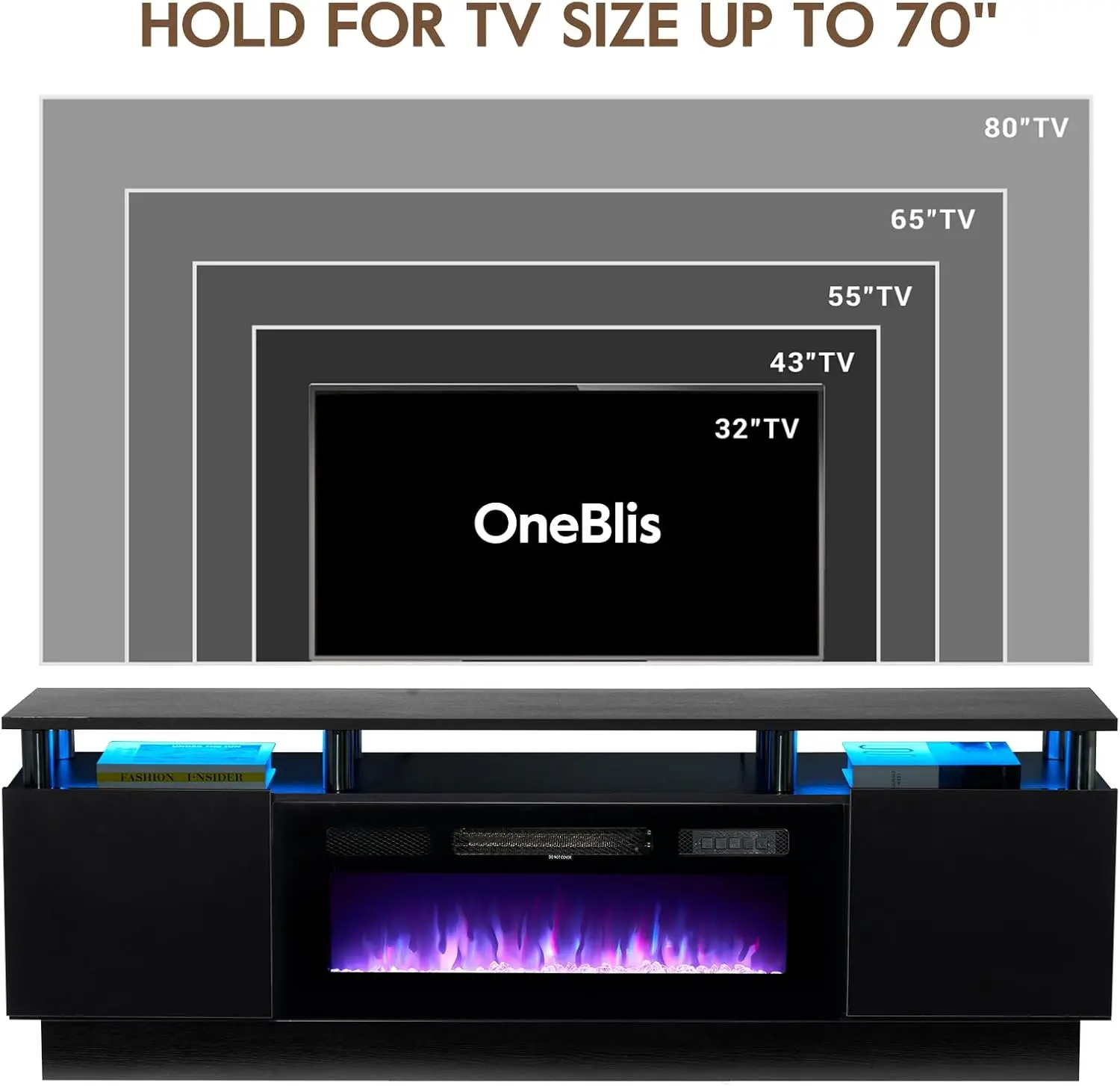 70" Modern TV Stand & Media Console with Storage Shelves — Fits TVs up to 80" 5