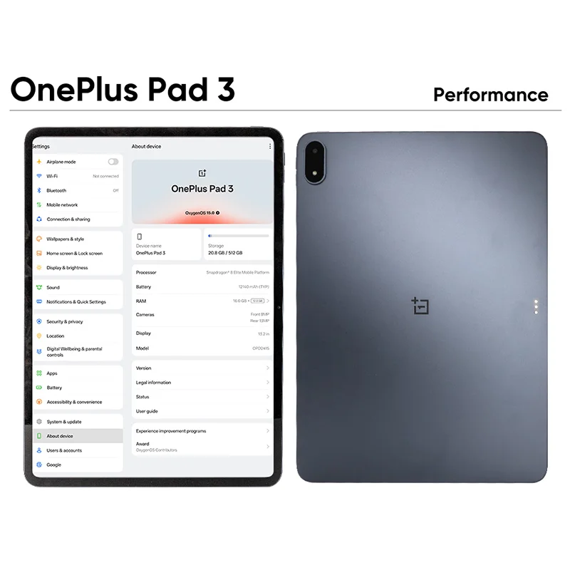 【ほぼ未使用】OnePlus Pad 3 12GB／256GB グローバル版 Global Version OnePlus Pad 3 12GB 256GB Tablet Snapdragon 8