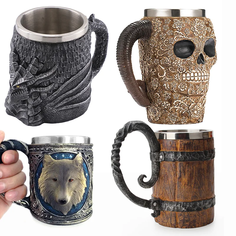 BeerMugsCoffeeCupsSkullMugVikingDrinkingCupResinSkullMug