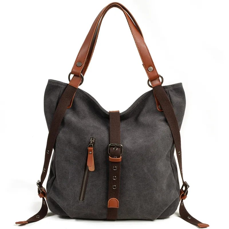 Multifunction 3 in 1 Women Shoulder Bag Casual Canvas Handbag Purse Large Capacity Female Tote Travel Bag Backpacks For Ladies
