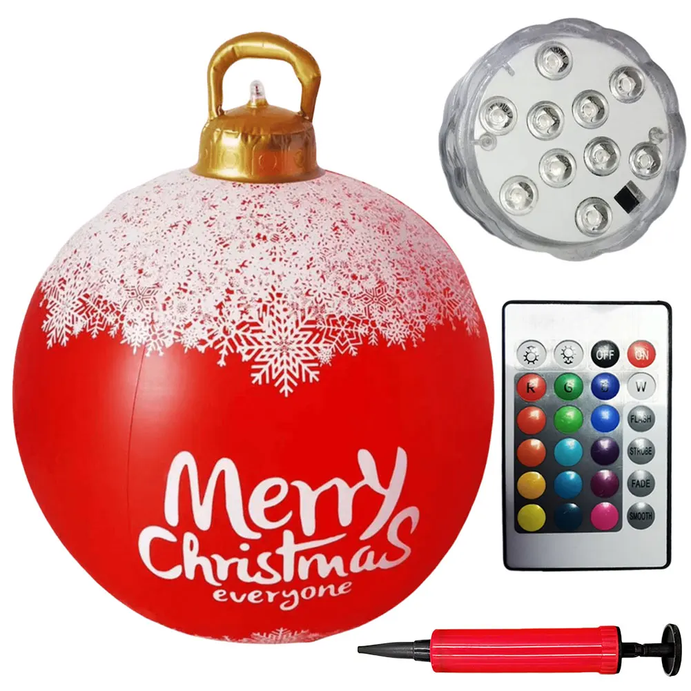 Giant Inflatable Christmas Balls PVC Giant Inflatable Christmas Balls Light Holiday Party Indoor Outdoor Decor 24 Inch