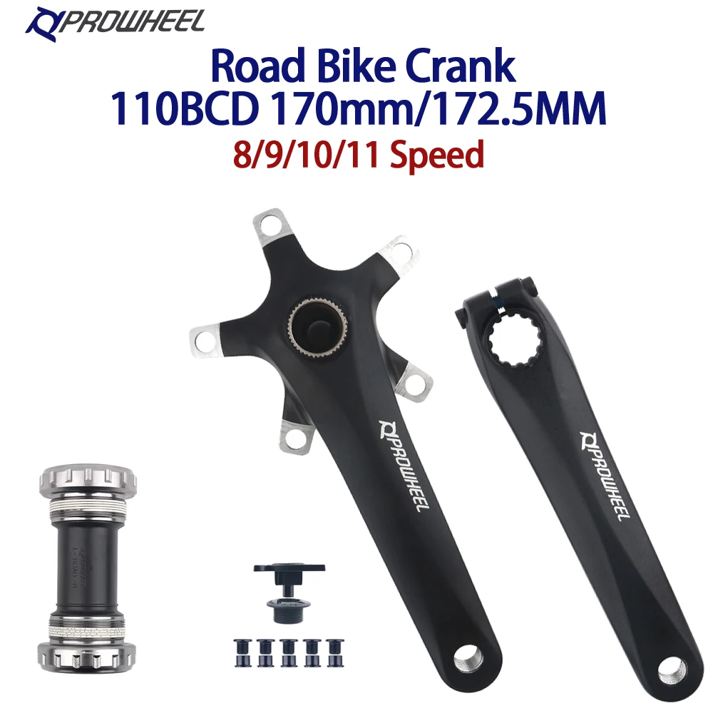 PROWHEEL-RPN-TT-L/R 110BCD 170mm/172.5MM Road Bike Crank 8/9/10/11 Speed ​​Gravel Bike Crank and Bottom Bracket PW-RBB68 Crank