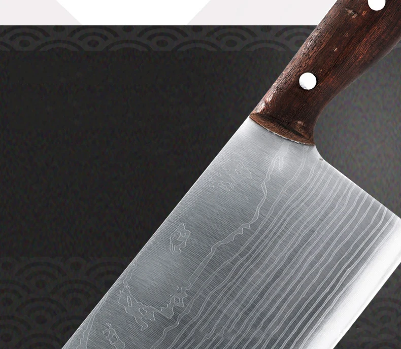 Japanese Stainless Steel Kitchen Knife Damascus Pattern Chef's Kitchen Knife Wooden Handle Sharp Slicing Knife with Box
