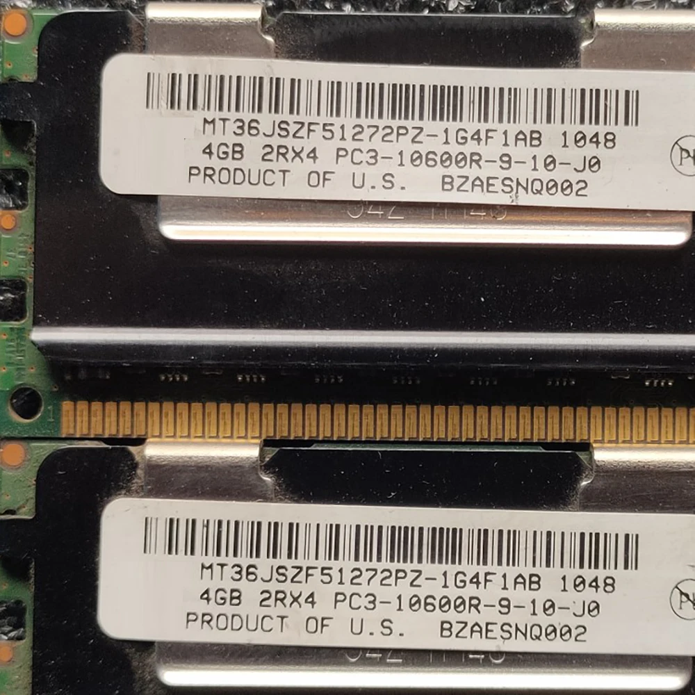 2PCS MT36JSZF51272PZ-1G4F1AB RAM MT 4GB DDR3 1333MHz 2RX4 PC3-10600R 서버 메모리 작동 완벽하게 빠른 배송