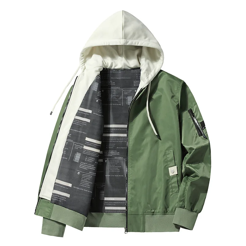 Large Size Jacket Men's Coat Spring And Autumn Fake Two-piece Loose Jacket Men's Youth Outdoor Casual