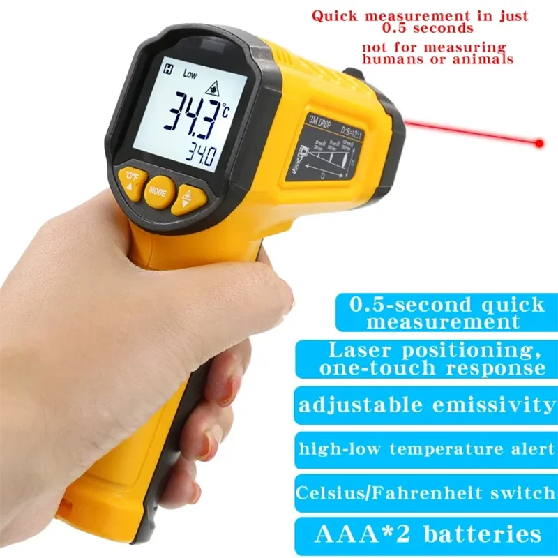 Infrared Non-Contact Thermometer Handheld Industrial High-Precision Electronic Temperature Gauge