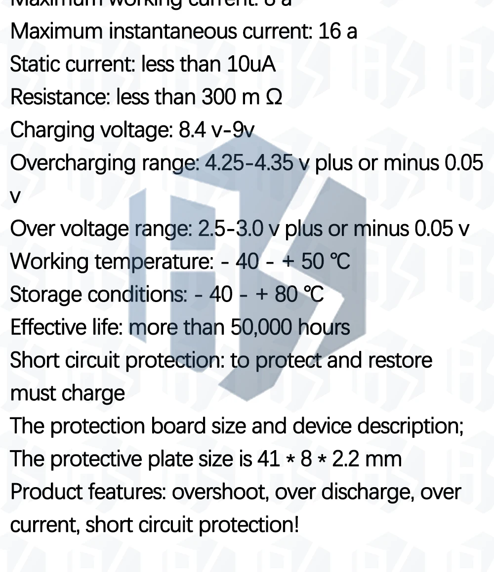 2S 7.4V 8A Li-ion 18650 Lithium Battery Charger Protection Board 8.4V Overcurrent Overcharge / Overdischarge Protection