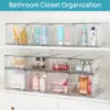 4 Pack Large Stackable Storage Drawers,Clear Acrylic Drawer Organizers with Handles, Easily Assemble for Bathroom NEW USA 5