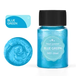 Pearlescent Mica Powder for Epoxy Resin - 20ml Dye Kit for DIY Jewelry and Crafts (Blue Green)