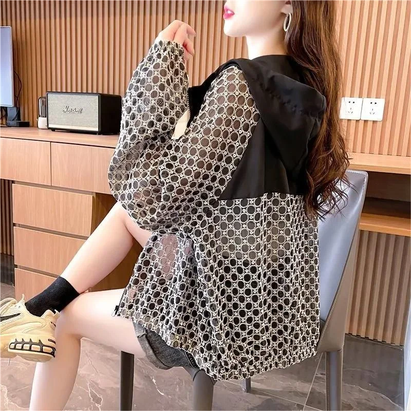 Hollow Sun Protection Clothing For Women Outerwear Summer Uv Protection Hooded Cardigan Sun Protection Coat