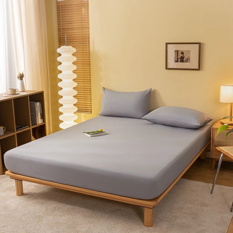 Solid Color Elastic Band Fitted Bedsheet Cover