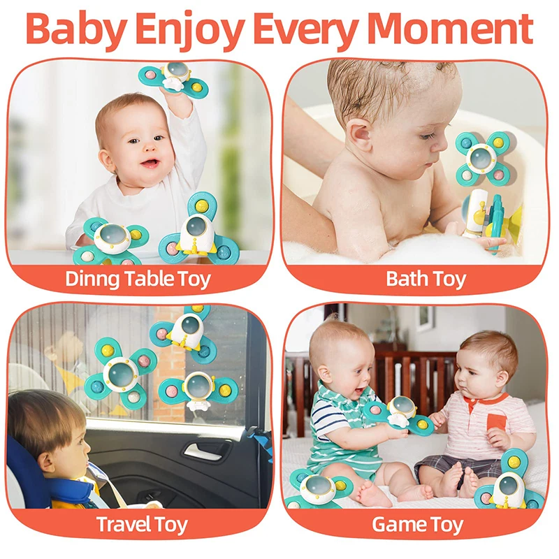  Hooku 3 Pcs Suction Cup Spinner Toys, Baby Fidget