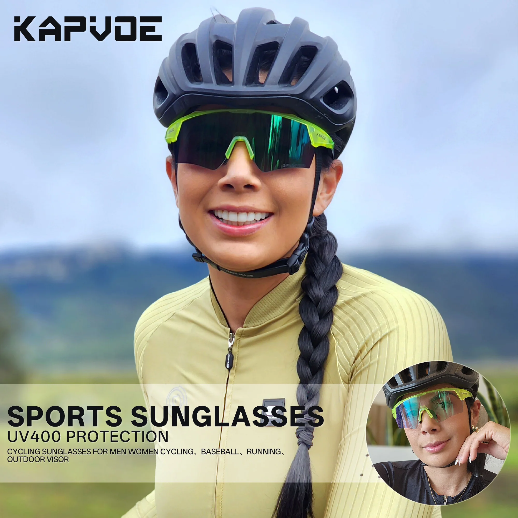 Kapvoe Photochromic Hiking Eyewear Cycling Glasses UV400 Sunglasses for Men Women Bike MTB Outdoor  Riding Driving Running