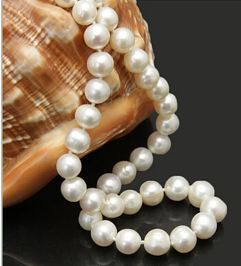 

9-10mm white natural freshwater cultured pearl necklace Factory Wholesale price Women Giftword 925 silver Jewelry