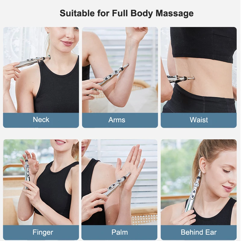 Neck And Shoulder Massager Electric Acupuncture Point Massage Pen Pain Relief Laser Therapy Electronic Meridian Energy Pen Body Head Back Neck Leg Massager