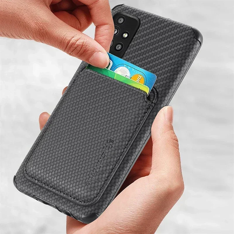 Enhanced Carbon Fiber Magnetic Wallet Case with MagSafe Card Holder