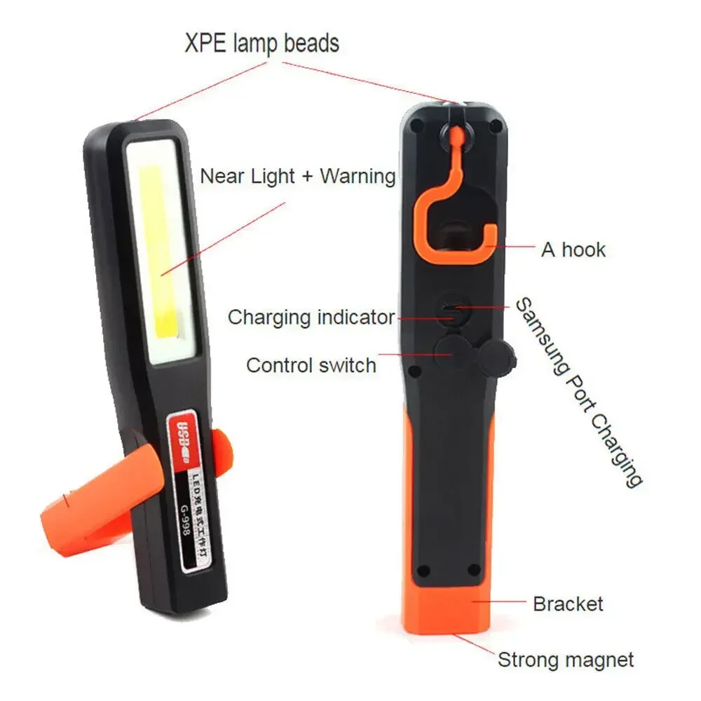 1/2/4/8PCS 밝은 COB LED 작업 조명 자동차 정비사 램프 USB 충전식 손전등 자기 토치 비상 조명 경고등