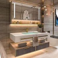 Bathroom Vanity with Sink - Floating Bathroom Vanity Includes Modern Metal Luxury Style,Wall Mouted Cabinet with Towel Hanging 1