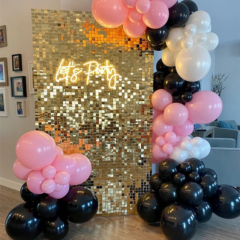 Birthday Backdrop 18 Pcs Decorative Glitter Panels Light Gold Shimmer Wall Backdrop Bling Photo Background Backdrop Birthday Party Decorations