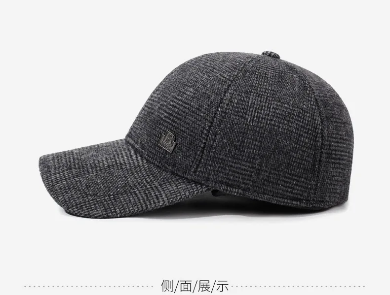 Neue Winter Fleece-gefüttert Plüsch Verdickt Warme Baseball Caps Für Männer Coldproof Ohrenschützer Hüte Snapback Kappe Ältere Menschen baumwolle Hut – Detail 9