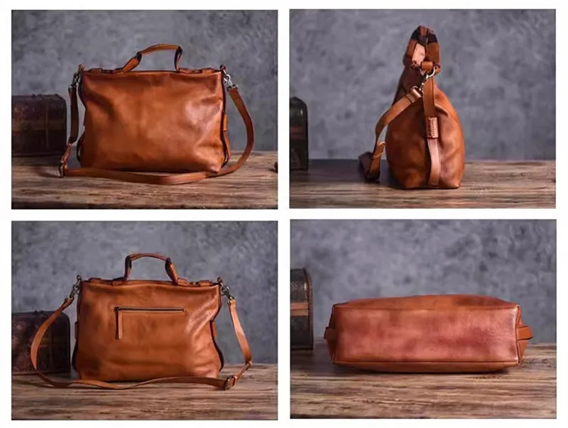 Vintage designer genuine leather men's messenger bag casual high quality soft real cowhide outdoor travel work shoulder bag
